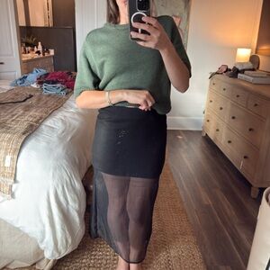 Chic Black Sheer Pencil Skirt
